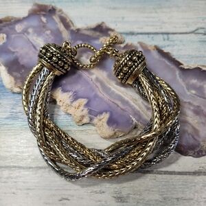 Gold and Silver Braided Bracelet